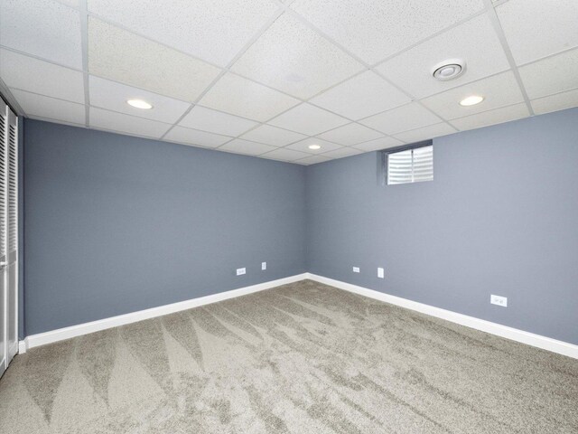 3445 W 114th St, Chicago, IL 60655 - empty room with a drop ceiling, carpet floors, baseboards, and recessed lighting