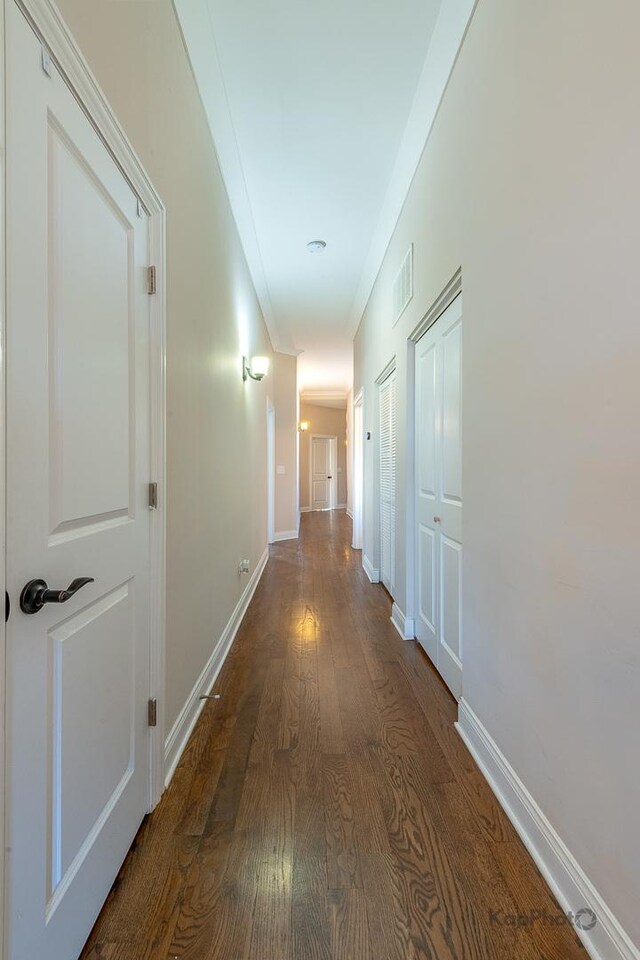 4520 S King Dr Unit 4B, Chicago, IL 60653 - hall featuring dark wood-style flooring and baseboards