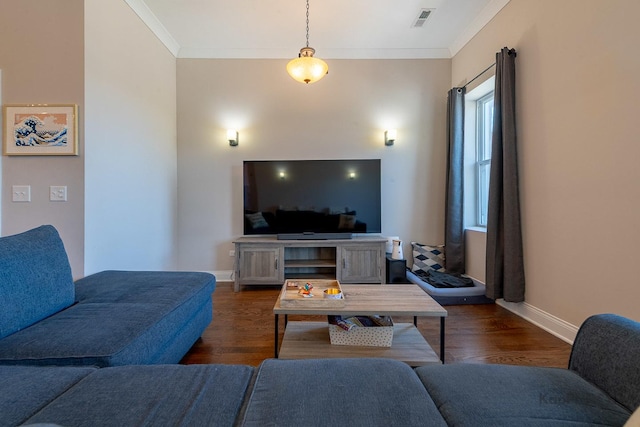4520 S King Dr Unit 4B, Chicago, IL 60653 - living area with dark wood finished floors, ornamental molding, and baseboards
