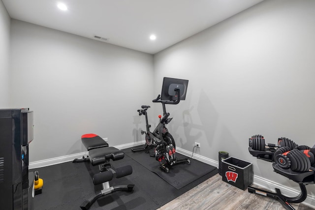 12433 Dublin Ln, Plainfield, IL 60585 - exercise area with baseboards, recessed lighting, and wood finished floors