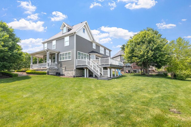12433 Dublin Ln, Plainfield, IL 60585 - back of property featuring stairs, a yard, and a deck