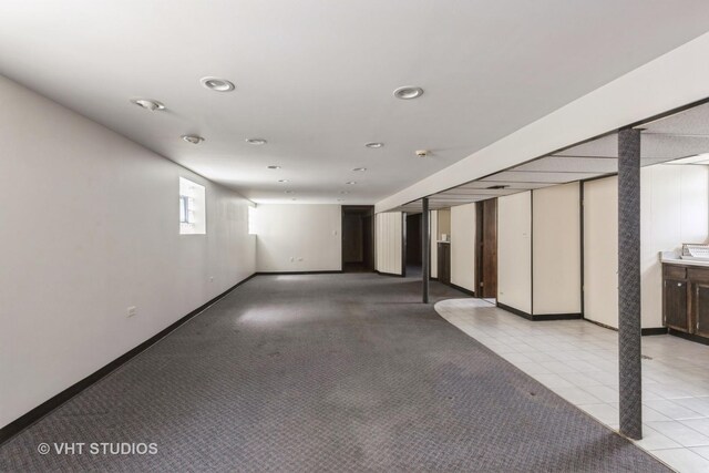 5341 S Austin Ave, Chicago, IL 60638 - below grade area with recessed lighting, baseboards, and light tile patterned flooring