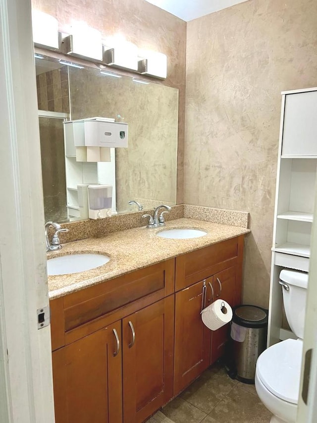 1S215 Stratford Ln, Villa Park, IL 60181 - full bath featuring toilet, double vanity, and an enclosed shower