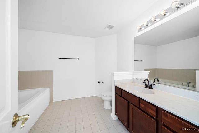 10651 Gabrielle Ln, Orland Park, IL 60462 - bathroom with a bath, tile patterned flooring, vanity, toilet, and baseboards