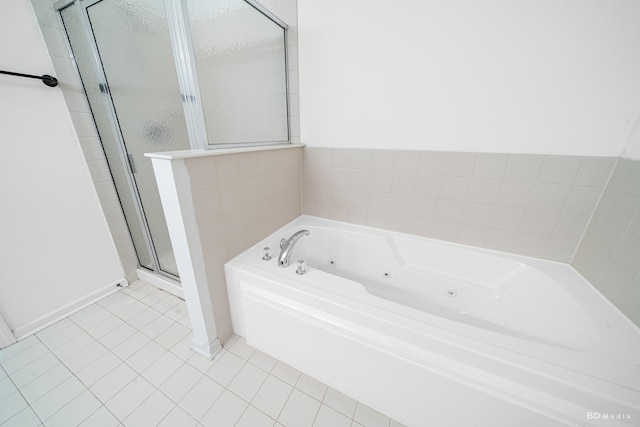 10651 Gabrielle Ln, Orland Park, IL 60462 - full bathroom featuring a shower stall, a whirlpool tub, tile patterned floors, and baseboards