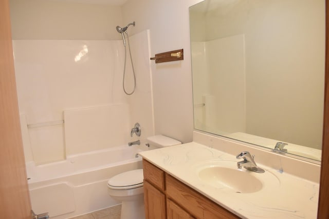 14635 Euclid St Unit D, Cedar Lake, IN 46303 - full bathroom with toilet, vanity, washtub / shower combination, and tile patterned flooring