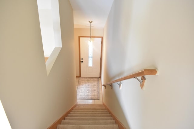 14635 Euclid St Unit D, Cedar Lake, IN 46303 - stairway with tile patterned floors and baseboards