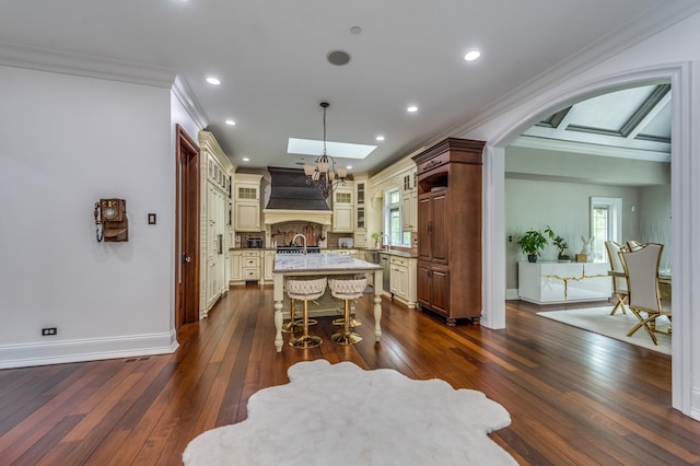 217 Haman Rd, Inverness, IL 60010 - dining space with ornamental molding, dark wood finished floors, plenty of natural light, baseboards, and recessed lighting