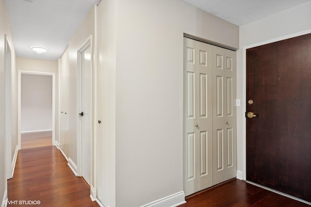 1101 S Hunt Club Dr Unit 101, Mount Prospect, IL 60056 - hall featuring dark wood-style flooring and baseboards