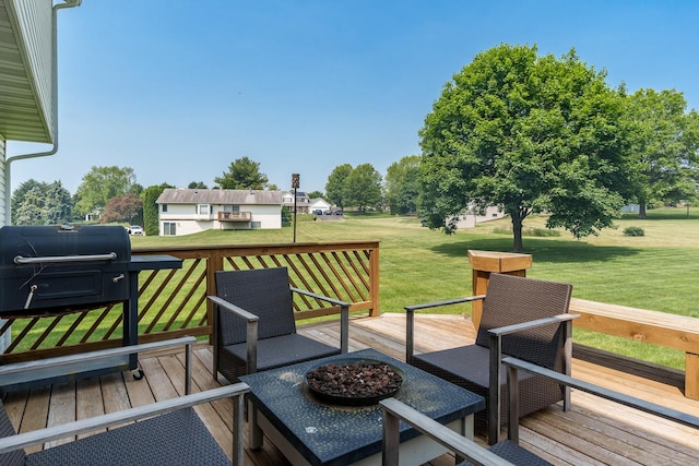 5804 Targee Trl, Roscoe, IL 61073 - wooden terrace with a yard and a fire pit