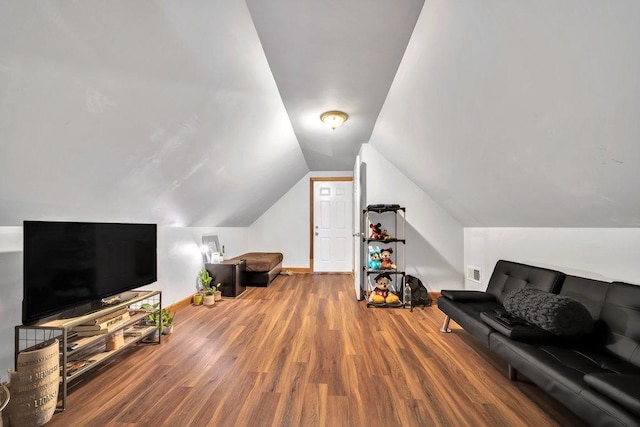 4926 S Winchester Ave, Chicago, IL 60609 - living area featuring wood finished floors, baseboards, and vaulted ceiling