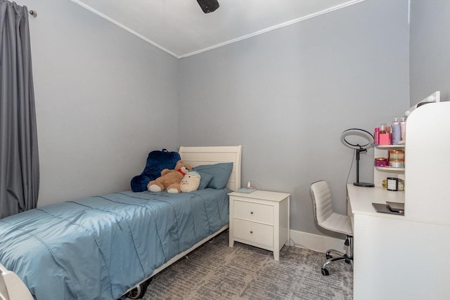 614 Oak Ave, Aurora, IL 60506 - bedroom with ornamental molding, an office area, and carpet