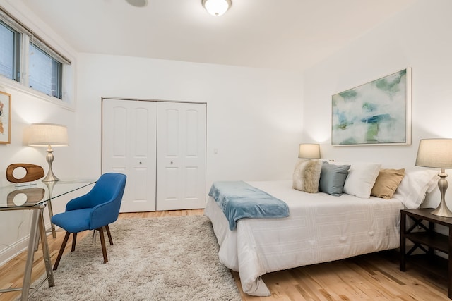 2433 W Haddon Ave Unit 1E, Chicago, IL 60622 - bedroom with wood finished floors and a closet