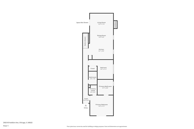 2433 W Haddon Ave Unit 1E, Chicago, IL 60622 - room layout