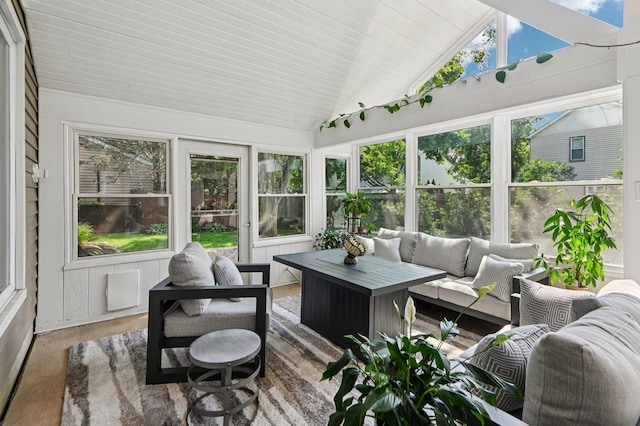 2313 Modaff Rd, Naperville, IL 60565 - sunroom with an outdoor hangout area, lofted ceiling, and healthy amount of natural light