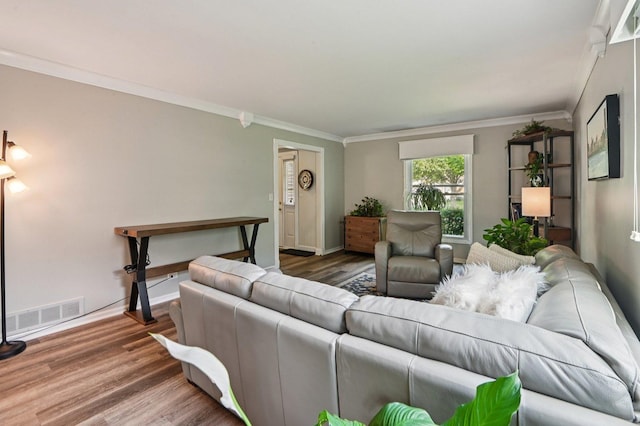 2313 Modaff Rd, Naperville, IL 60565 - living room with ornamental molding, wood finished floors, and baseboards
