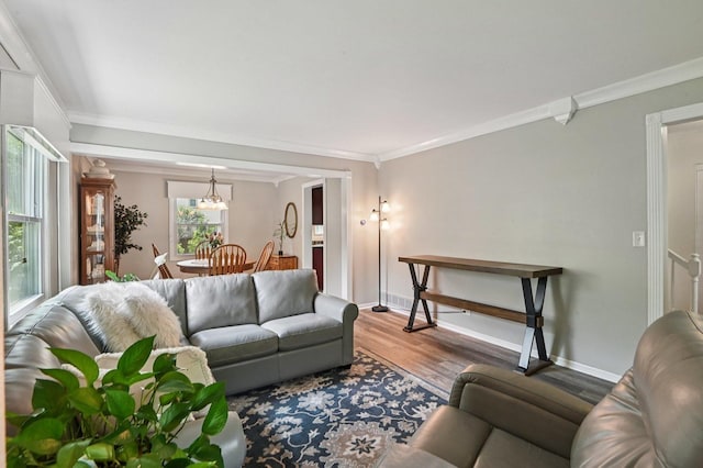 2313 Modaff Rd, Naperville, IL 60565 - living area with wood finished floors, crown molding, and baseboards