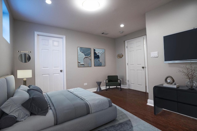 14117 S Calhoun Ave, Burnham, IL 60633 - bedroom featuring dark wood finished floors, baseboards, and recessed lighting
