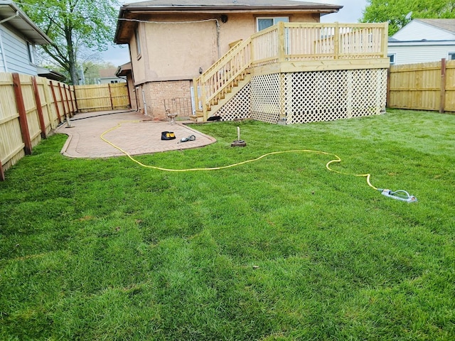 14117 S Calhoun Ave, Burnham, IL 60633 - view of yard featuring stairway, a patio area, and a deck