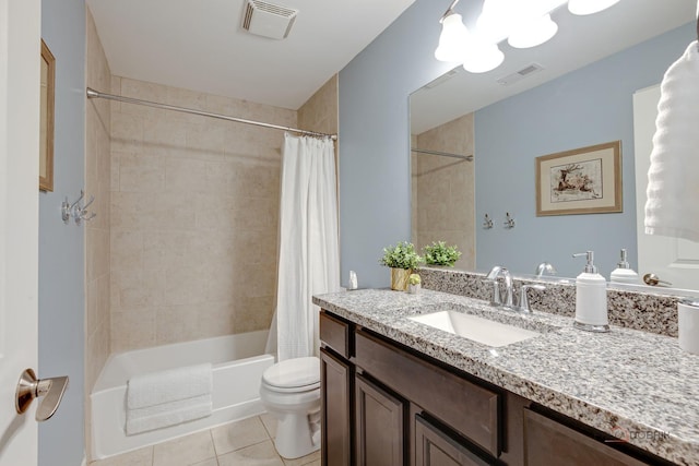 769 N Winchester Dr, Palatine, IL 60067 - full bathroom featuring tile patterned floors, shower / tub combo, vanity, and toilet