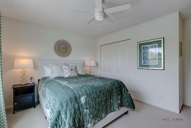 769 N Winchester Dr, Palatine, IL 60067 - carpeted bedroom featuring baseboards, a closet, and a ceiling fan