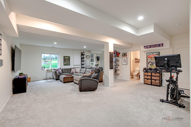 769 N Winchester Dr, Palatine, IL 60067 - living area with carpet, baseboards, and recessed lighting