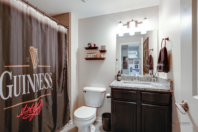 769 N Winchester Dr, Palatine, IL 60067 - bathroom with vanity, toilet, and curtained shower