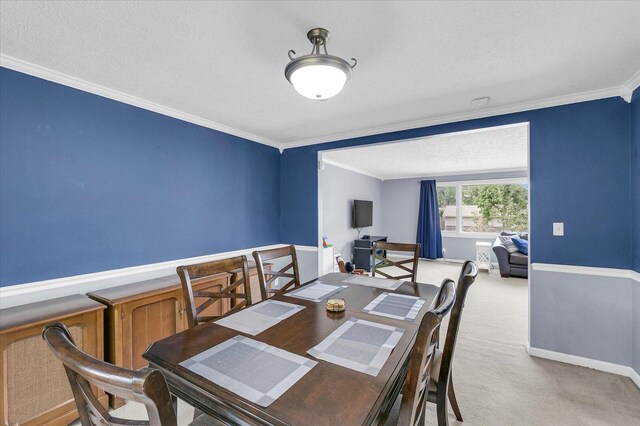 1803 Galena St, Urbana, IL 61802 - dining area with ornamental molding, light colored carpet, and a textured ceiling