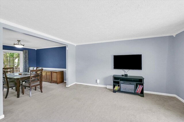 1803 Galena St, Urbana, IL 61802 - dining area featuring a textured ceiling, ornamental molding, and light colored carpet