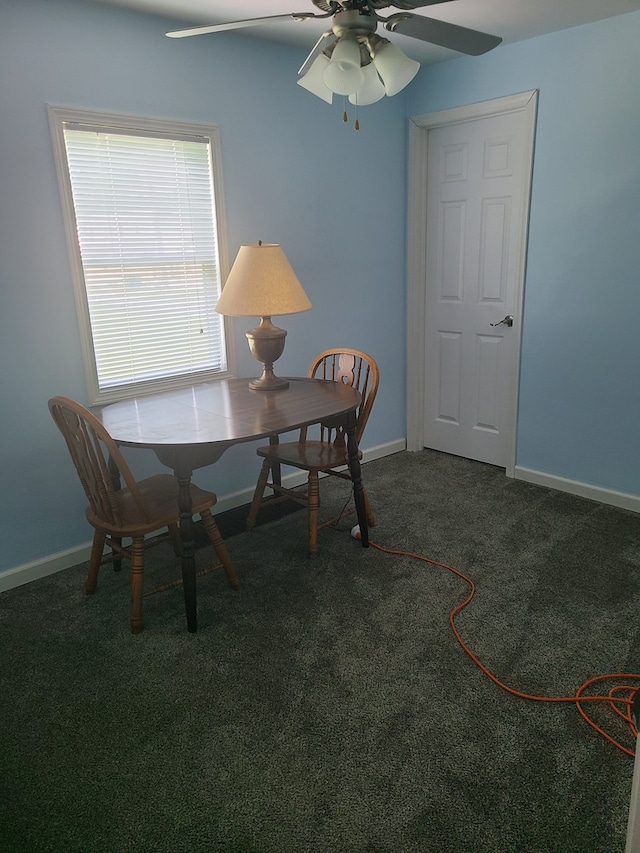 100 Watson Ave, Oglesby, IL 61348 - carpeted dining room featuring a ceiling fan and baseboards