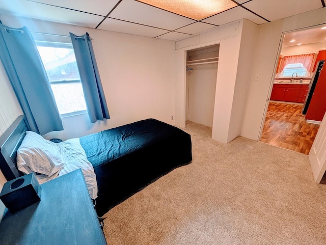 100 Watson Ave, Oglesby, IL 61348 - carpeted bedroom featuring a closet and a sink
