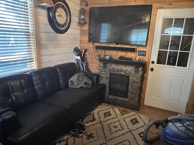 806 N Elizabeth St, Clinton, IL 61727 - living room featuring wood walls and wood finished floors
