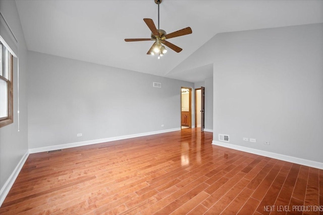 2556 Leach Dr, Naperville, IL 60564 - spare room with a ceiling fan, lofted ceiling, baseboards, and wood finished floors