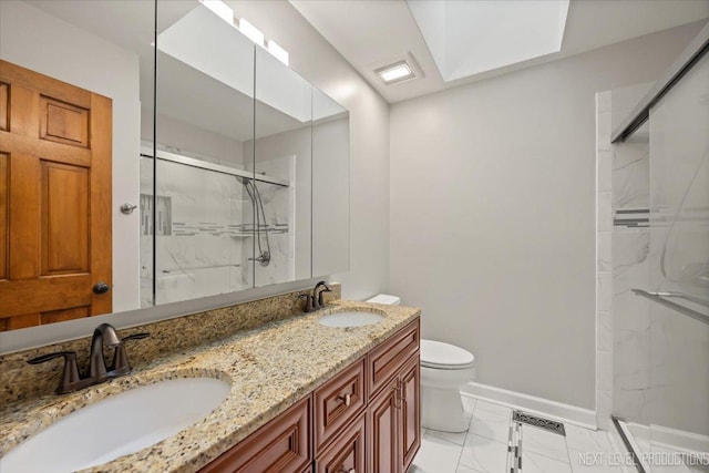 2556 Leach Dr, Naperville, IL 60564 - full bath featuring marble finish flooring, a marble finish shower, baseboards, and double vanity
