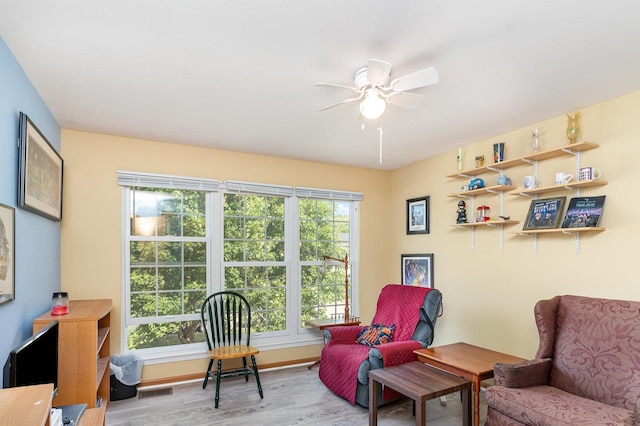 2715 Lahinch Dr, Aurora, IL 60503 - sitting room with wood finished floors and ceiling fan