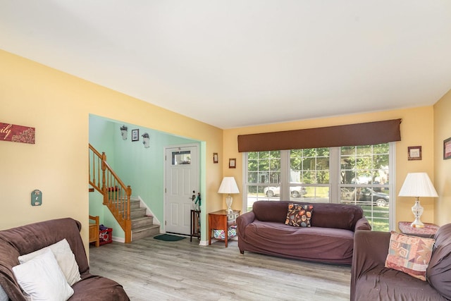 2715 Lahinch Dr, Aurora, IL 60503 - living room featuring stairway and light wood-type flooring