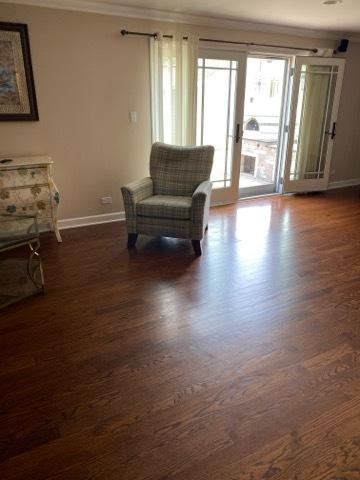 473 S Edgewood Ave, Wood Dale, IL 60191 - sitting room with baseboards, crown molding, and dark wood-type flooring