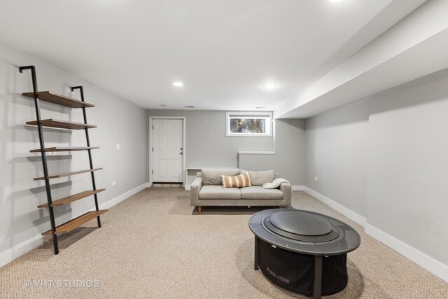 3342 S Giles Ave, Chicago, IL 60616 - living area featuring recessed lighting, light carpet, and baseboards