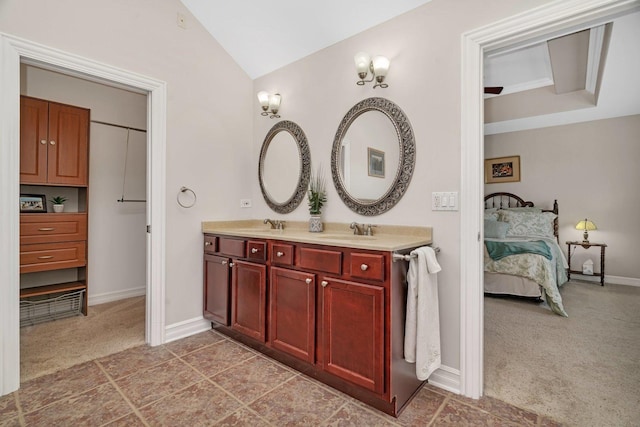 16002 S Stonewall Dr, Newark, IL 60541 - ensuite bathroom with double vanity and vaulted ceiling