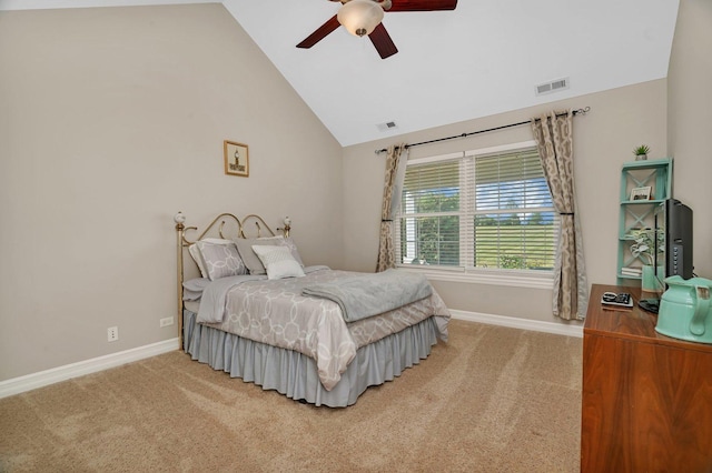 16002 S Stonewall Dr, Newark, IL 60541 - bedroom with vaulted ceiling, carpet floors, and a ceiling fan