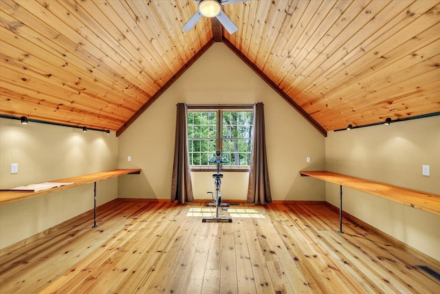 2804 E Concord Rd, Urbana, IL 61802 - bonus room featuring hardwood / wood-style flooring, wood ceiling, ceiling fan, and lofted ceiling