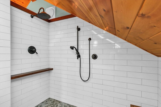 2804 E Concord Rd, Urbana, IL 61802 - full bathroom featuring wood ceiling and tiled shower