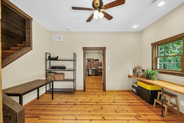 2804 E Concord Rd, Urbana, IL 61802 - office space with light wood-style flooring, ceiling fan, and recessed lighting