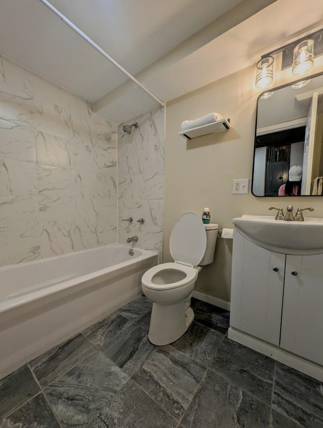 235 E Manchester Dr, Wheeling, IL 60090 - bathroom with shower / bathtub combination, vanity, and marble look tile flooring