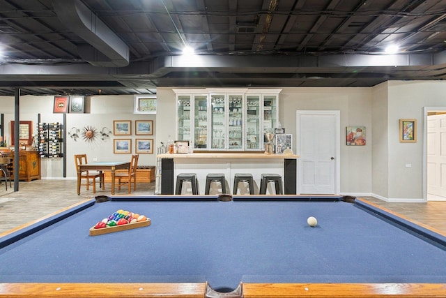 1424 Glencoe Ave, Highland Park, IL 60035 - rec room featuring bar area, baseboards, and billiards table