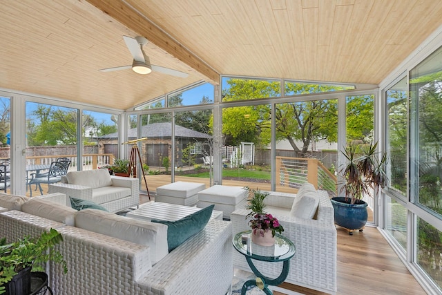1424 Glencoe Ave, Highland Park, IL 60035 - sunroom featuring outdoor lounge area, a ceiling fan, and healthy amount of natural light