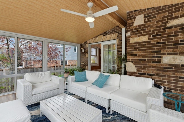 1424 Glencoe Ave, Highland Park, IL 60035 - sunroom with outdoor lounge area and a ceiling fan