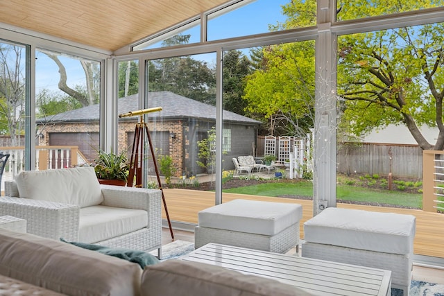 1424 Glencoe Ave, Highland Park, IL 60035 - sunroom / solarium with vaulted ceiling and an outdoor hangout area