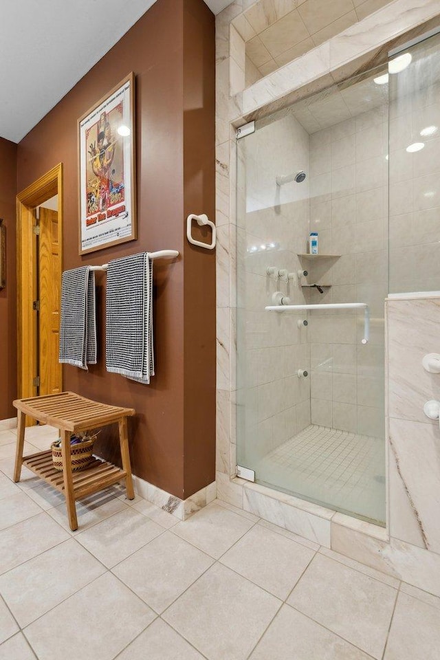 1424 Glencoe Ave, Highland Park, IL 60035 - full bath featuring a stall shower, baseboards, and tile patterned flooring