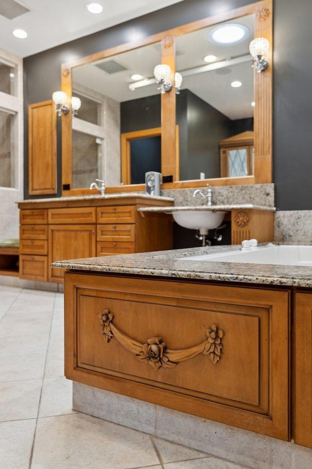 1424 Glencoe Ave, Highland Park, IL 60035 - bathroom with tile patterned floors and vanity